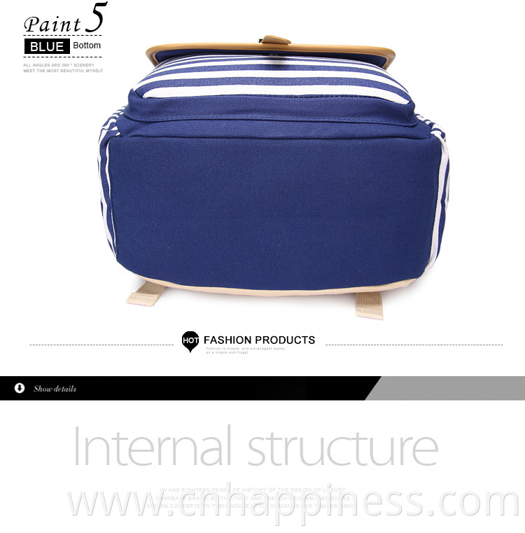 Amazon hot sale foldable usb charging unisex school bag navel blue vintage cotton canvas backpack bag set